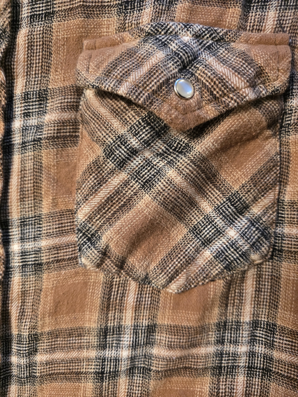 Wrangler Brown Plaid Button-Down Casual Women's Shirt - Picture 4 of 6